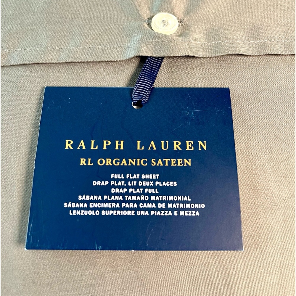 Ralph Lauren Organic Sateen Full Flat + Deep Fitted Sheet Set Graphite Gray NWT - Picture 4 of 7